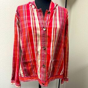 Christopher & Banks Red Striped Button Down Shirt